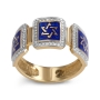 14K Yellow Gold & Blue Enamel Deluxe Star of David Ring with 90 Diamonds - 2