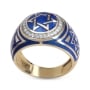 Anbinder Jewelry 14K Yellow Gold Blue Enamel Star of David & Diamond Halo Ring  - 2