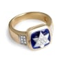 14K Yellow & White Gold Star of David Pavé Ring with Blue Enamel and 19 Diamonds - 2