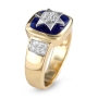 14K Yellow & White Gold Star of David Pavé Ring with Blue Enamel and 19 Diamonds - 3