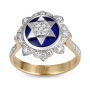 Anbinder Jewelry 14K Yellow & White Gold Women's Star of David Ring with Blue Enamel and 39 Diamonds  - 2