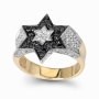 Anbinder Jewelry Two-Toned 14K Gold Star of David Ring With White and Black Diamonds - 2
