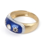 14K Yellow Gold and Blue Enamel Star of David Ring With Diamond Accent By Anbinder Jewelry - 4