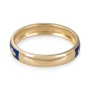14K Yellow Gold and Blue Enamel Customizable Jewish Wedding Ring - 4
