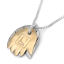 Silver and Gold Double Hamsa Necklace - Blessings / Evil Eye - 4