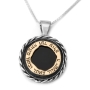 Gold and Silver Protection Necklace with Onyx Stone - 4