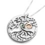Silver and Gold Circle of Life Tree Necklace with Emerald (Psalms 1:3) - 1