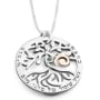Silver and Gold Circle of Life Tree Necklace with Emerald (Psalms 1:3) - 2