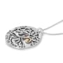 Sterling Silver and 9K Gold Circle Tree of Life Necklace with Emerald / Ruby (Psalms 1:3) - 7