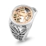 Sterling Silver and 9K Gold Tree of Life "Hillel Ring" with Emerald Stones and Eshet Chayil (Woman of Valor) Engraving - 2