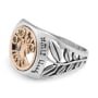 Sterling Silver and 9K Gold Tree of Life "Hillel Ring" with Emerald Stones and Eshet Chayil (Woman of Valor) Engraving - 4