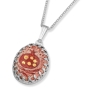Art in Clay Pomegranate on Red Background Silver & Ceramic Necklace - 1
