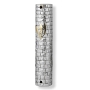 Silver and Gold-Plated Jerusalem Stone Wall Mezuzah Case with Shin  - 2