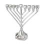 Nickel Plated Straight Branched Chabad-Style Hanukkah Menorah - 2
