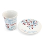 Ceramic Birds and Pomegranates Kiddush Cup and Saucer - 4