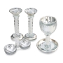 Crystal Shabbat Set- Candlesticks, Kiddush Cup, and Salt Dish - 2