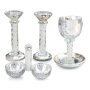 Crystal Shabbat Set- Candlesticks, Kiddush Cup, and Salt Dish - 1