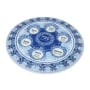 Glass Passover Seder Plate With Blue Floral Design - Hebrew & English - 2