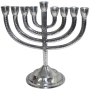 Hammered Silver-Colored Classic Menorah  - 1