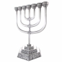 Jerusalem Traditional Nickel 7-Branched Menorah - 1