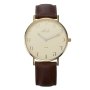 Adi Brown Leather Aleph-Bet Watch - Cream and Gold Face (Large) - 1