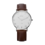 Adi Brown Leather Aleph-Bet Watch - White and Silver Face - 1