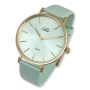 Adi Mint Green Watch with Leather Strap and Gold Plated Face - 1
