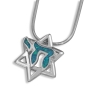 Opalite Stone and Sterling Silver Star of David and Chai Necklace  - 1