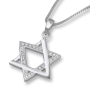 Star of David Sterling Silver and Cubic Zirconia Necklace  - 1