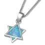 Sterling Silver and Opalite Star of David Necklace - 1