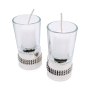 Bier Judaica 925 Sterling Silver Handcrafted Dual Travel Shabbat Candlesticks With Pearl Design - 2