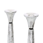 Bier Judaica 925 Sterling Silver Handcrafted Shabbat Candlesticks With Hammered Finish - 3