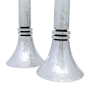 Bier Judaica 925 Sterling Silver Handcrafted Hammered Shabbat Candlesticks With Disc Design - 3
