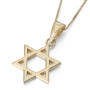 14K Gold Classic Thick Cut Star of David Pendant Necklace (Choice of Colors) - 2