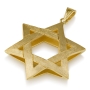 14K Gold 3D Star of David Pendant with Etched Finish - 1