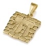 14K Gold Chai Pendant on Western Wall Background - 1