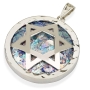 Roman Glass and Silver Star of David Disc Pendant - 1