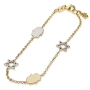 14K Yellow Gold Bracelet with Hamsa and Star of David Charms - 1
