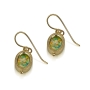 14K Gold and Roman Glass Twisted Oval Earrings - 1