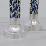 Bier Judaica 925 Sterling Silver Handcrafted Candlesticks With Floral Motif (Variety of Colors) - 4