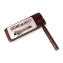 Bier Judaica Wooden Purim Grogger (Noisemaker) With 925 Sterling Silver Decorative Plate (Brown) - 2