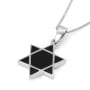 Contemporary Sterling Silver Star of David Pendant Necklace With Onyx Stone - 4