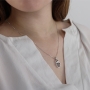 Sterling Silver Hamsa Pendant Necklace with Chai 17.7" / 45 cm - 2