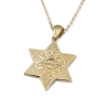 14K Gold Star of David Pendant Accented With 66 White & Black Diamonds - 2