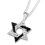 Zircon Stone-Encrusted 925 Sterling Silver Star of David Pendant Necklace - 3