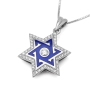Diamond-Accented Star of David 14K White Gold Pendant Necklace With Blue Enamel - 2