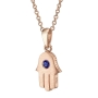 18K Gold Hamsa Pendant With Blue Sapphire Stone (Choice of Color) - 3