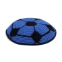 Hand Made Knit Soccer Ball Kippah (Blue) - 2