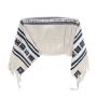 Yair Emanuel Embroidered Tallit Set With Square Patterns – Blue - 3