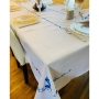 Broderies de France Blue Bird Tablecloth with Optional Matching Challah Cover - 2